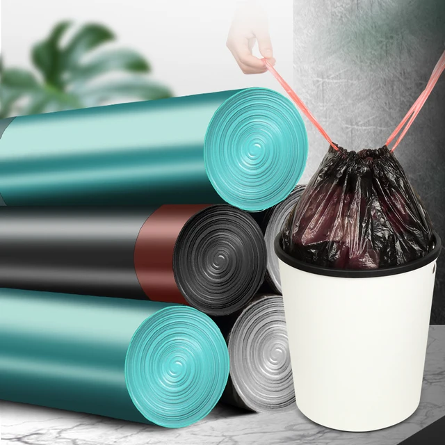 10pcs [new Material Thick Drawstring Garbage Bag] Color Black Household  Portable Disposable Garbage Bag Small Trash Bags - Trash Bags - AliExpress