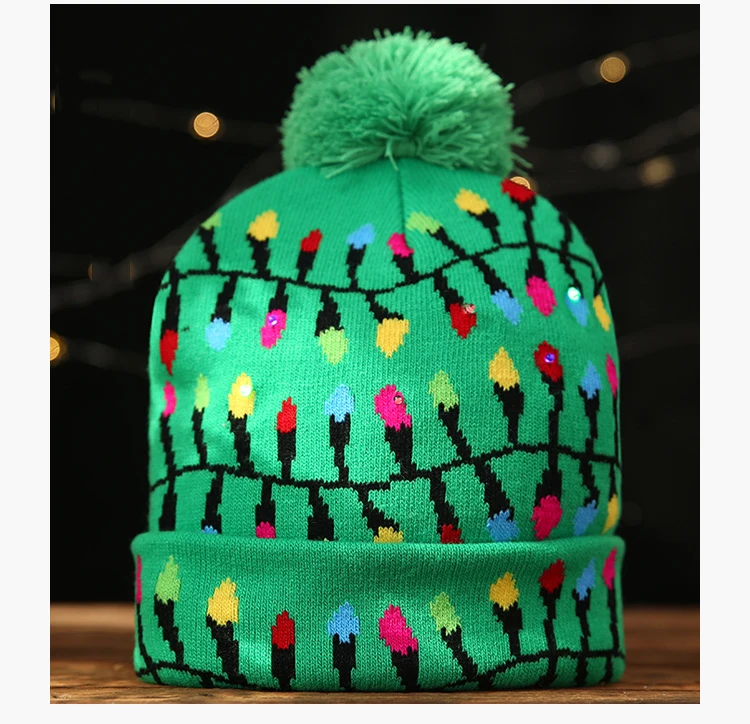 Новый светодиодный вязанная Рождественская шапочка теплый защитный колпачок