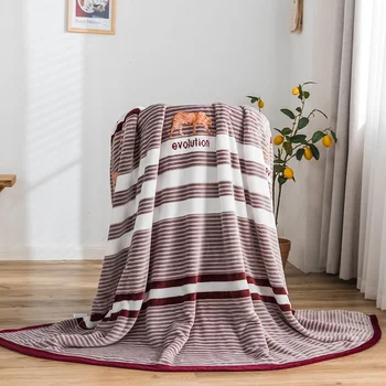 

Grey stripes blanket 200x230cm High Density Super Soft Flannel Blanket to on for the sofa/Bed/Car Portable Plaids