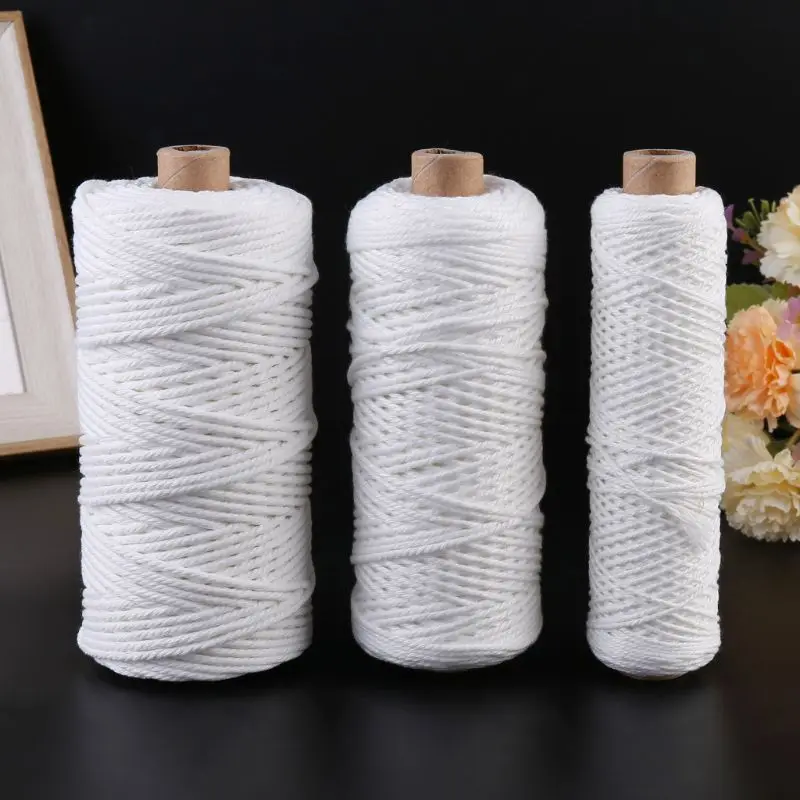 

100/200/400m Natural Braided Cotton Cord Rope Craft Macrame Handmade String DIY Home Decorative