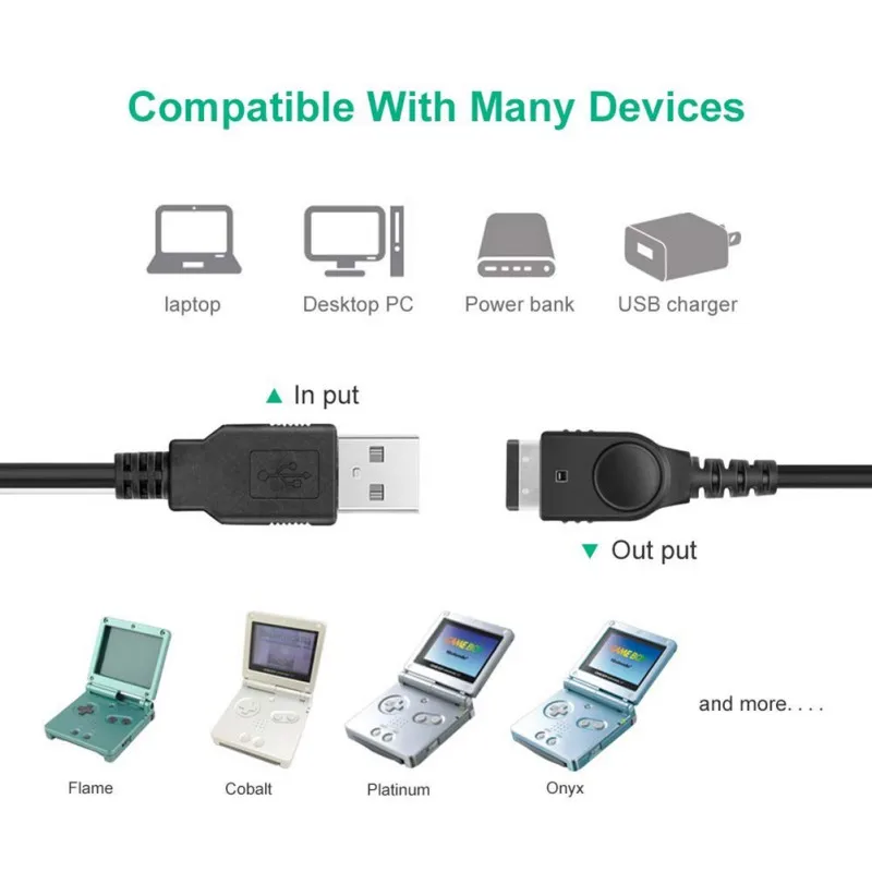 1 шт., 1,2 м, черный usb кабель для зарядки, кабель для зарядки, совместимый с/SP/GBA/GameBoy/nintendo/DS/для NDS