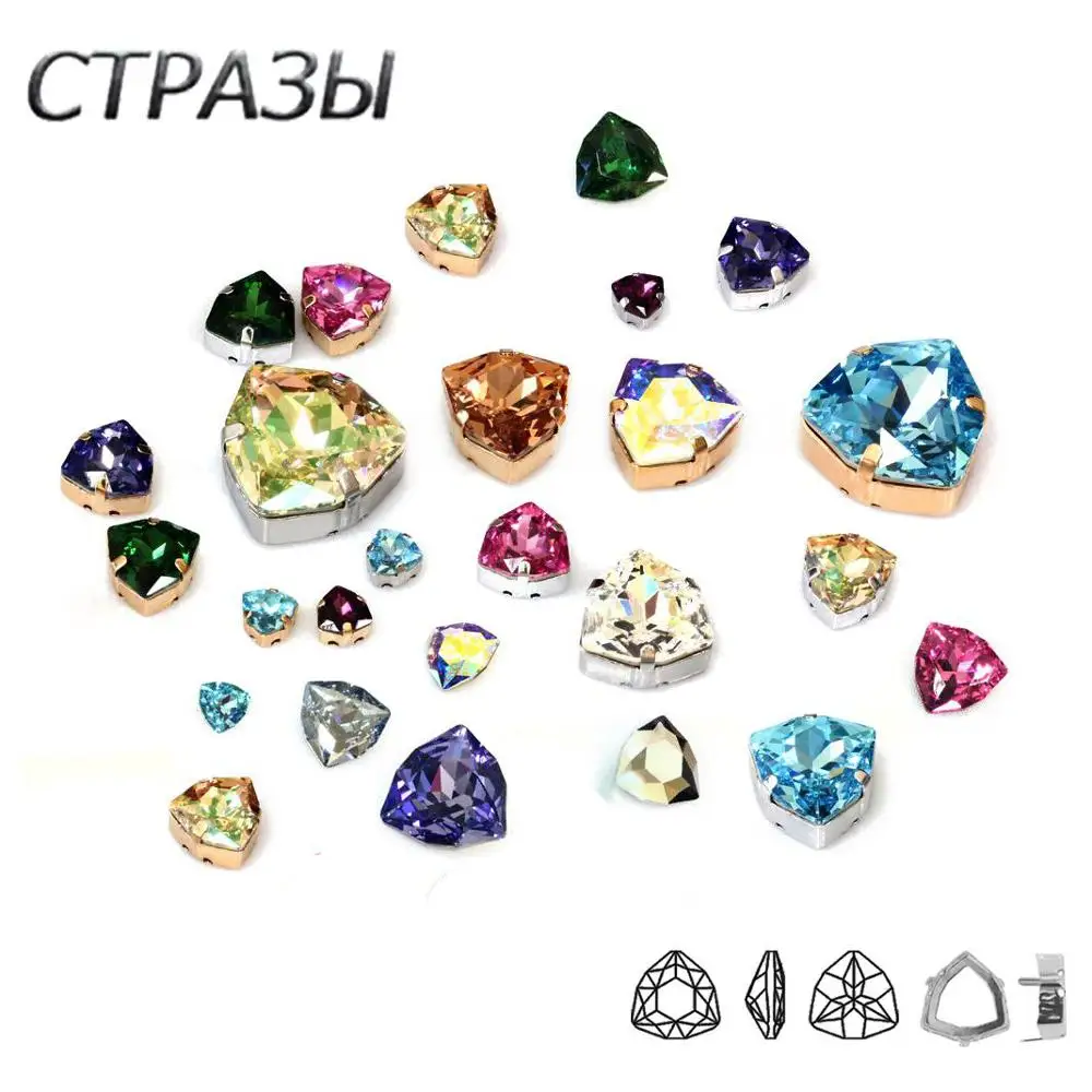 4706 Trilliant алмаз с золотыми серебряными когтями смешанные цвета и размер Необычные