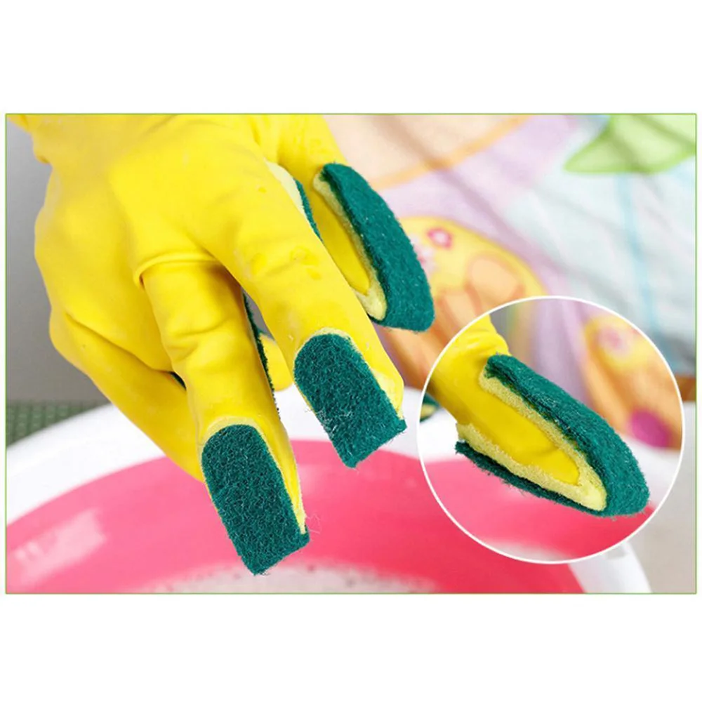 1 Pair Winter Gloves Home Washing Cleaning Gloves Kitchen Dish Sponge Fingers Rubber Household Cleaning Gloves for Dishwashing