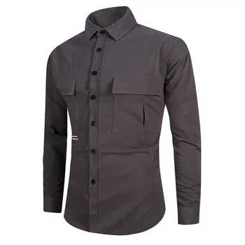 

Men's Coat Japanese Style Casual Long-sleeved Shirts New Style Tooling Trend Solid Color Mens Dress Shirts