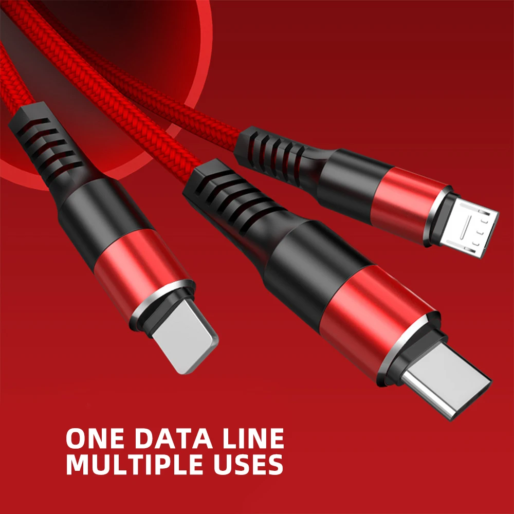 FDBRO 3 в 1 кабель для быстрой зарядки телефона для iPhone XR 7 samsung huawei Xiaomi USB кабель 3A Micro USB кабель usb type C кабель