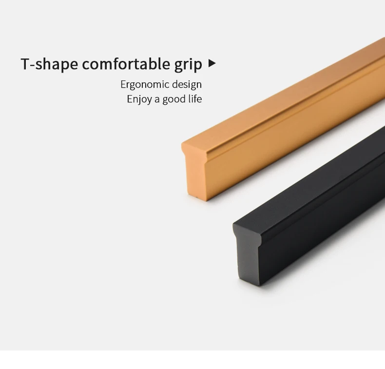 YONFIA 3728 Black Long Aluminium Profile Wardrobe Cabinet Drawer Pull Handle Long Gold Kitchen Furniture Closet Pull Door Handle