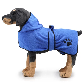 

Newly Super Absorbent Pet Towel Soft Dog Bathrobe with Hood and Belt for Large Medium Small Dogs TE889