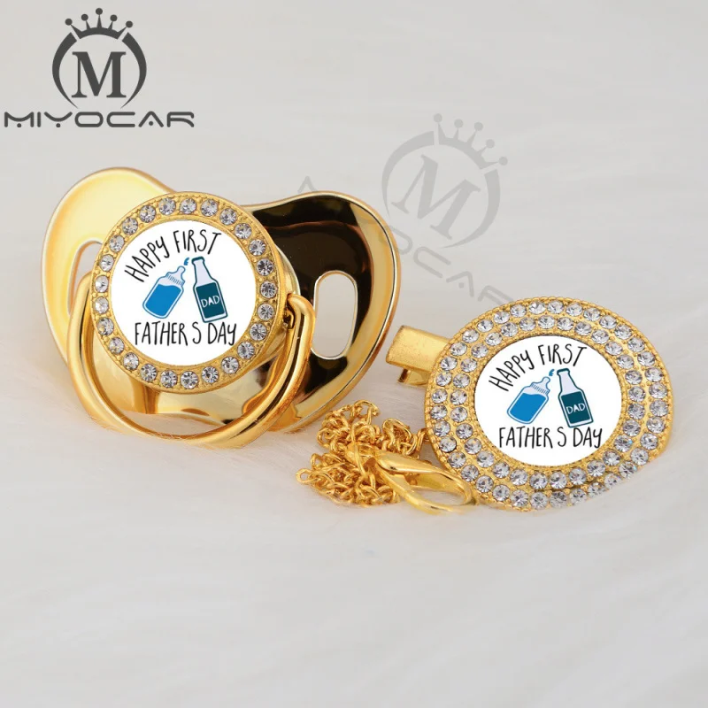 MIYOCAR на заказ любой тест День отца золото bling соска и соска клип черный BPA бесплатно пустышка bling уникальный дизайн P-FD - Цвет: P8-FD 6-18M
