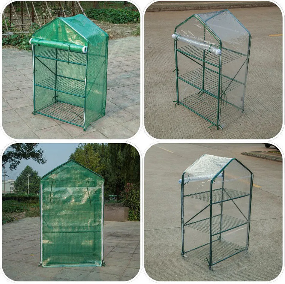 AULAYSED 120x70x46 см 3 яруса кружевных мини-теплица с полиэтиленовая Крышка-н-ролл обувь на каблуках со шнуровкой и застежкой-молнией; двери Водонепроницаемый фетровые шляпы Портативный тепличная палатка