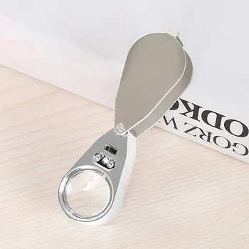 

40 Times Brightness LED Magnifier Folding Full Metal Scientific Magnifying Glass Counterfeit Detector Lightweight Loupe UV Light
