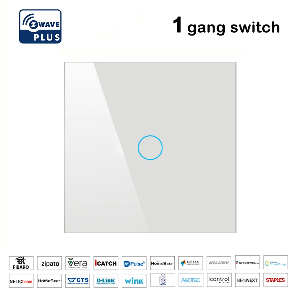 Z wave Light Switch 3 gang EU Home Automation Smart Remote Control Wall Light Switch Compatible Z wave plus Fibaro Smartthings - Цвет: White-1way-1pc