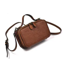 EUMOAN ручной работы Ретро маленькая коробка сумка, кожаный чехол сумка через плечо женская небольшая сумка