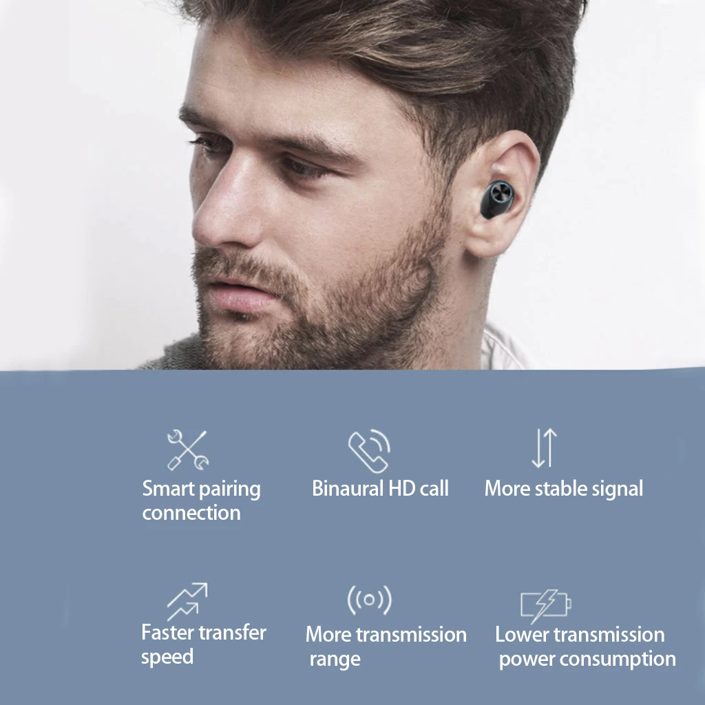 V6 TWS Водонепроницаемый Bluetooth 5,0 Беспроводная гарнитура наушники гарнитура Беспроводная стереогарнитура с зарядным устройством