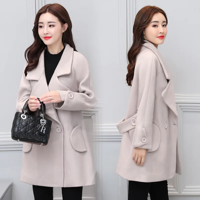 

2017 Autumn And Winter New Style Korean-style Slimming Loose And Plus-sized dou peng xing Long Sleeve Woolen Coat Women's Fashio