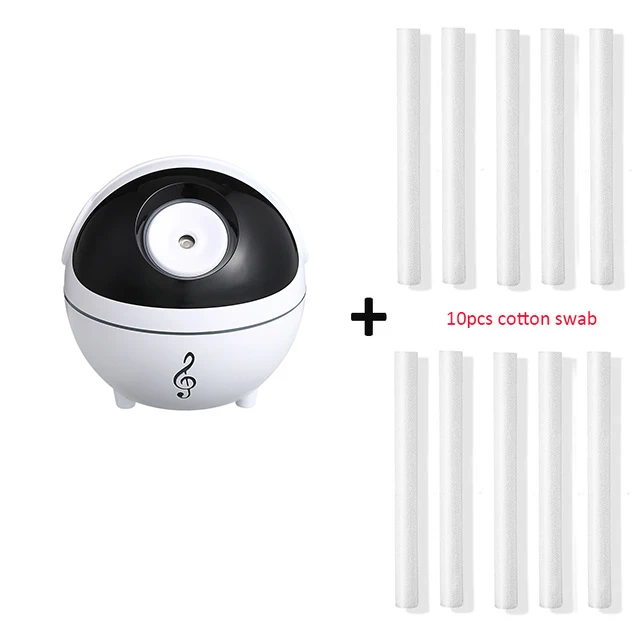 White and 10 filters Музыкальный увлажнитель, 350 мл, Настольный увлажнитель, арома-диффузор эфирного масла, 1200 мАч, встроенный аккумулятор, светодиодный светильник для дома - Цвет: White and 10 filters