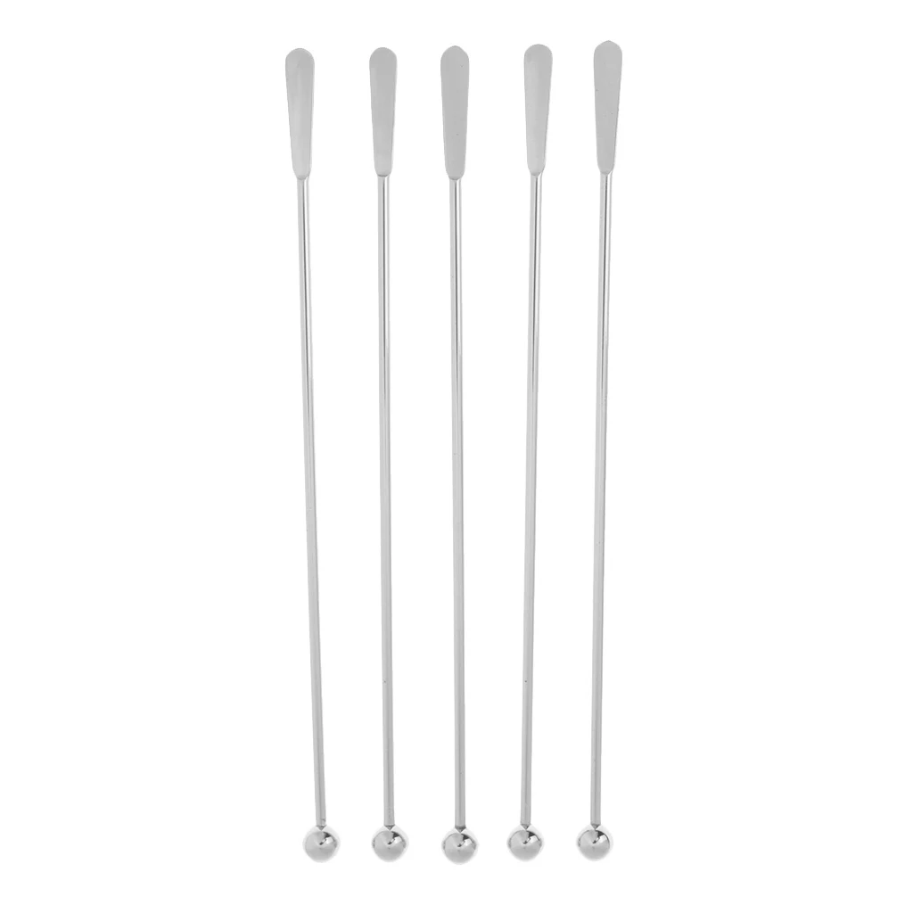 5Pcs 7.5inch 304Stainless Steel Bar Stirrer Cocktail Swizzle Stick Bar Tools