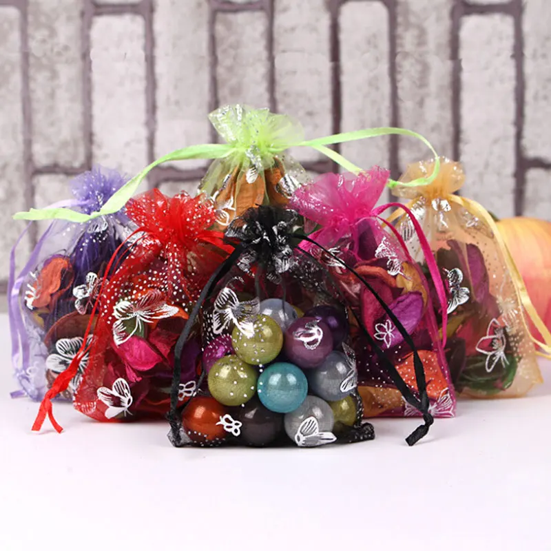 50 шт. мешочки из органзы с бронзовыми бабочками 7x9 9x12 11x14 см|bag a|bag fbags |