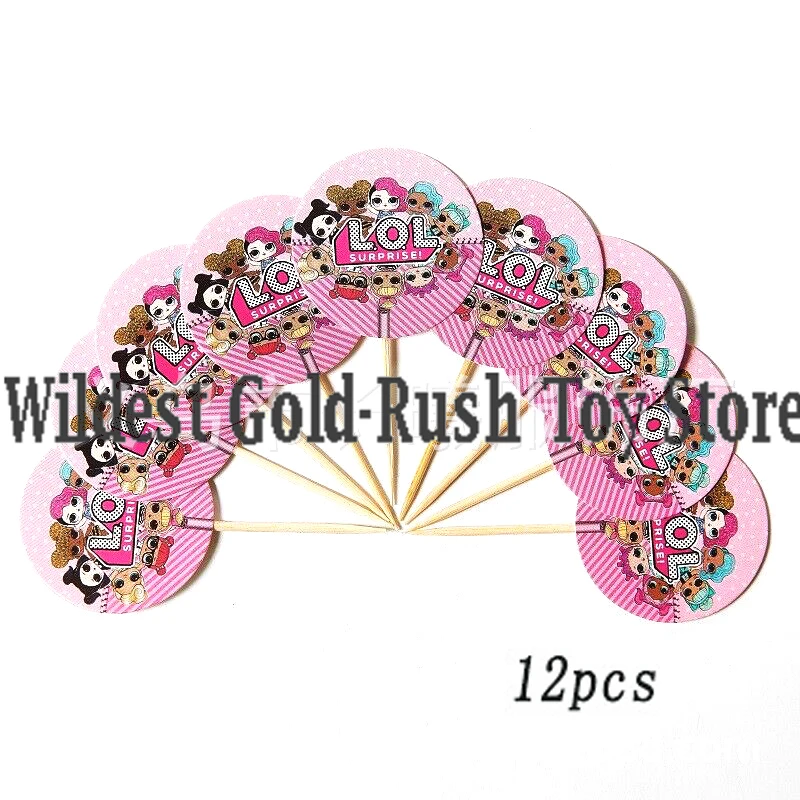 24pcs LOL surprise dolls cake card fruit plug-in children birthday party supplies Plugin lol surprise birthday toys set 10CM