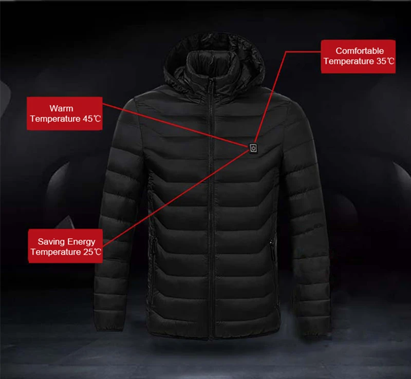 High Quality Heated Jackets USB Heating Cotton Men Women Outdoor Coat Electric Heating Hooded Jackets Warm Winter Thermal Coat
