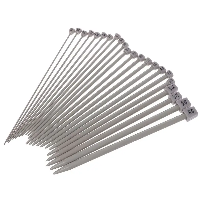 

22Pcs 7.9in Crochet Single Pointed Knitting Needles Set Stainless Steel Powder Coating Sweater DIY Tools In 11 Sizes D2TD