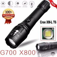 G700 X800 5000лм T6 мощный светодиодный фонарь тактический фонарь зум лампа супер свет безопасности и выживания 8,7