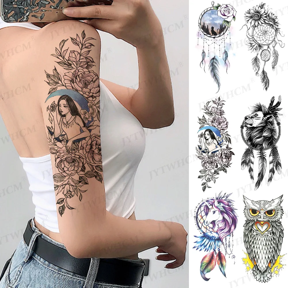 

Dream Catcher Feather Temporary Tattoos Sticker Joyero Colorful Henna Tribal Tattoo Body Art Arm Hand Waterproof Fake Gay Tattoo