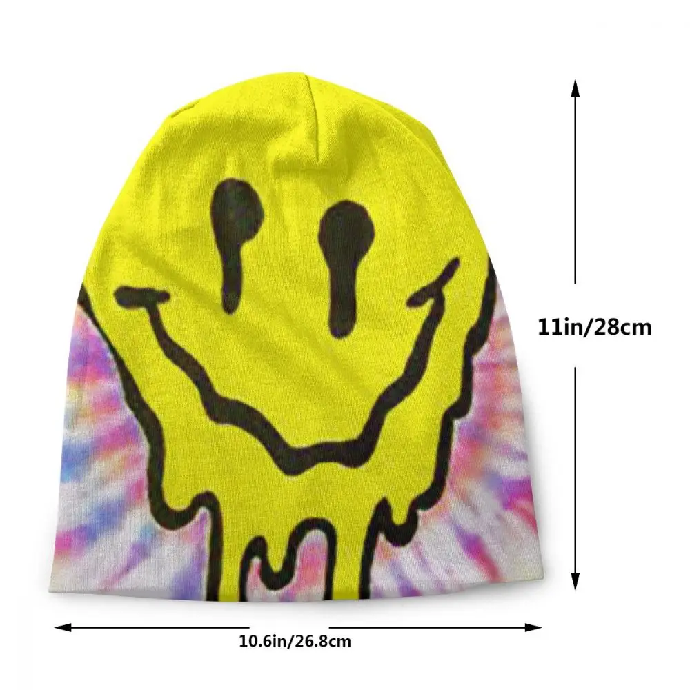 Tie Dye Acid Trippy Smiley Face унисекс взрослая Повседневная шапка, зимняя теплая вязаная Лыжная шапка с рукавом Skully Beanies