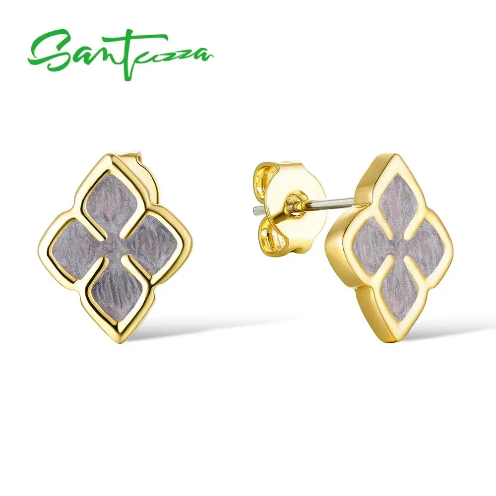 SANTUZZA Flower Earrings For Women Delicate Multi-Color female Stud Earrings Trendy Party Fashion Jewelry Handmade Enamel