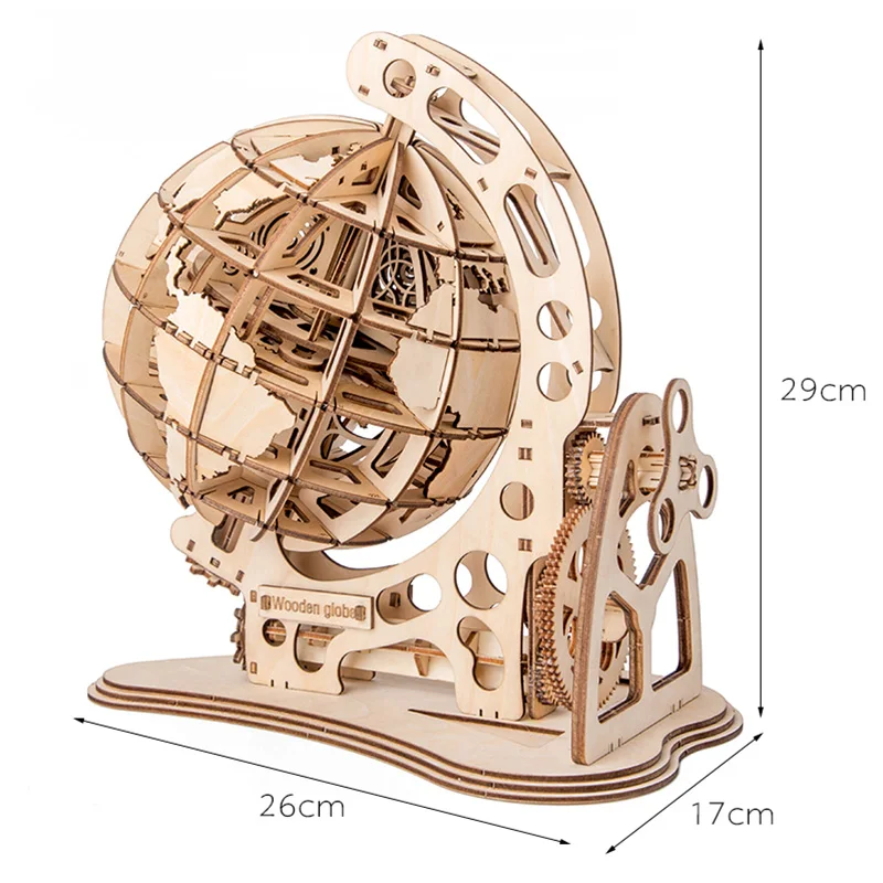 Деревянный глобус головоломка 3D DIY механический привод модель Трансмиссия вращающиеся головоломки для сборки украшения дома и офиса игрушки для взрослых