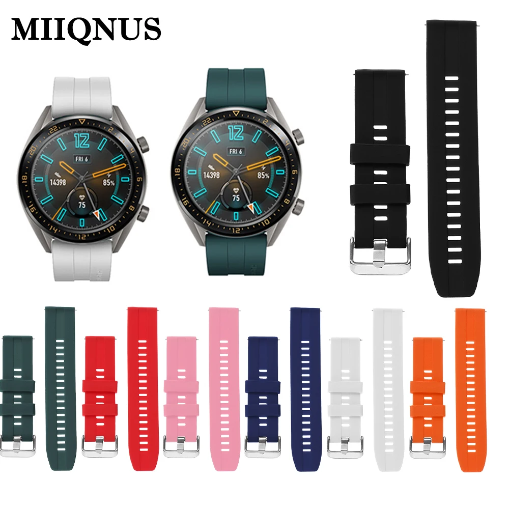 Силиконовый ремешок для часов MIIQNUS 22 мм Huawei Watch GT Active элегантный/Honor Magic модный