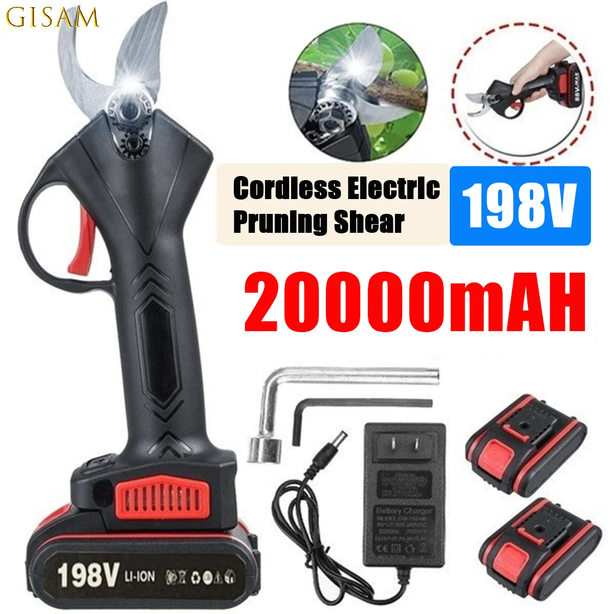 198V akumulatorowe nożyce elektryczne 10000mAH Secateur sekator drzewko Bonsai Cutter gałęzie litowo-jonowe podnośniki ogrodowe elektronarzędzia 1 198V akumulatorowe nożyce elektryczne 10000mAH Secateur sekator drzewko Bonsai Cutter gałęzie litowo-jonowe podnośniki ogrodowe elektronarzędzia 1