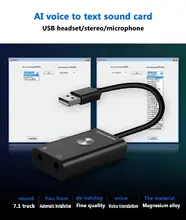 Sound Card Adapter USB to Jack 3 5mm Headphone Audio Adapter AI Smart Voice to Text Translator Search Support 24 Languages