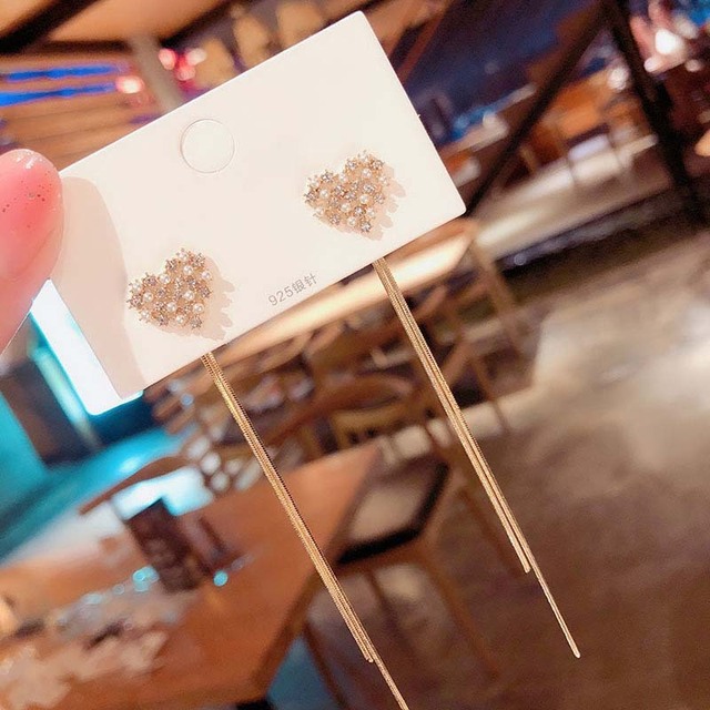 Gold Color Bar Long Thread Tassel Drop Earrings for Women Glossy Arc Geometric Korean Fashion Jewelry Dropshipping 2021