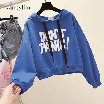 

Short Hooded Sweatshirt Women Spring Autumn Coat Female Student Streetwear New Long Sleeved Loose Oversized Outfit Hoodies
