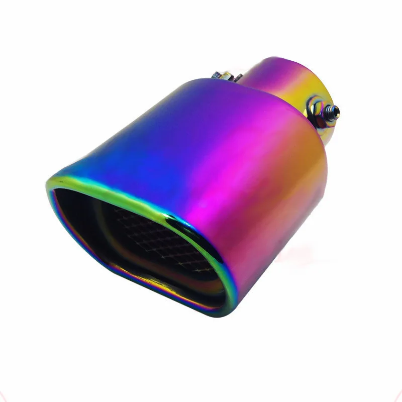 

2019 New 3 Colors Straight Ending Square Tube Universal Modified Tail Pipe Inlet 36-60Mm Auto Exhaust Muffler Customized Logo