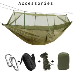 Ztgs 1 2 pessoa portátil acampamento ao ar livre hammock com mosquiteiro de alta resistência tecido parachute pendurado cama caça dormir