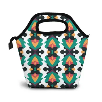 

Ethno Pattern Lunch Bag Boxes Bags Portable Insulated Picnic Food Box for Women Men