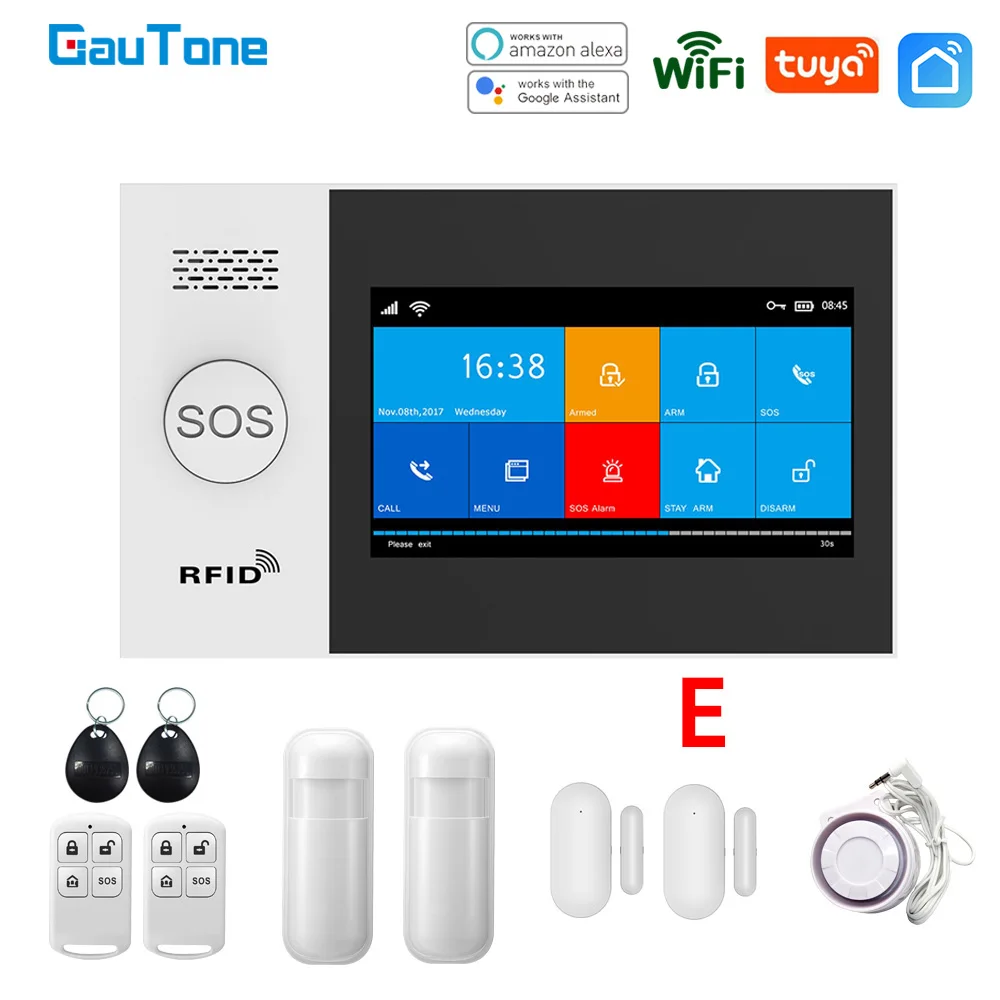 GauTone PG107 Wifi GSM Alarm System for Home Security Alarm Support Tuya APP Remote Contorl With IP Camera Support Alexa front parking sensor Alarm Systems & Security