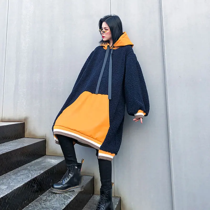 XITAO Pleated Hoodies Fashion Women Full Sleeve