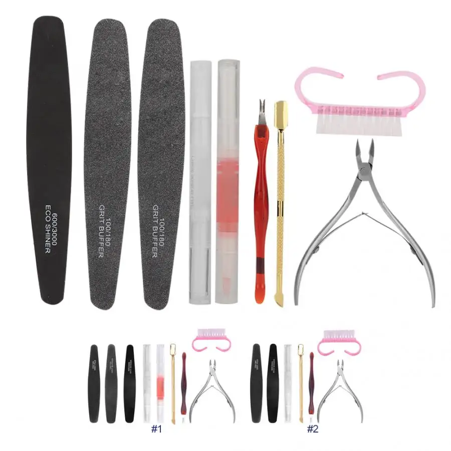 Набор инструментов для обрезки ногтей, ножницы для мертвой кожи, вилка, Стальной Толкатель, пилочка для ногтей, набор кистей для удаления пыли, акриловый маникюрный набор для ногтей