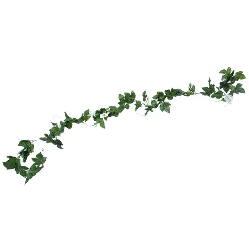 Artificial Morning Glory Vine Hanging Wall Plant Garland Fake Garden Wall Fence,White&Green