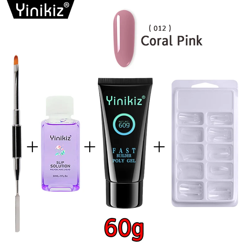 Yinikiz поли гель 60 г лак для ногтей полигель УФ быстрое наращивание Камуфляж Светодиодный УФ Лак Кисть для ногтей - Цвет: S712