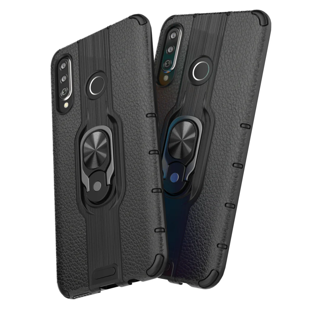 Задняя крышка для huawei P30 lite роскошное тонкое кольцо Кронштейн против отпечатков пальцев амортизация силиконовый+ кожаный чехол для ноутбука