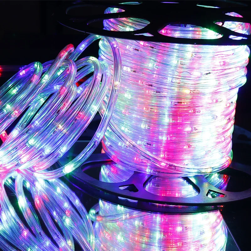

Waterproof Rainbow Tube Rope Flexible Round Tow Wire LED Light Strip AC110v 36led/m Outdoor Decorative Led RGB Strip