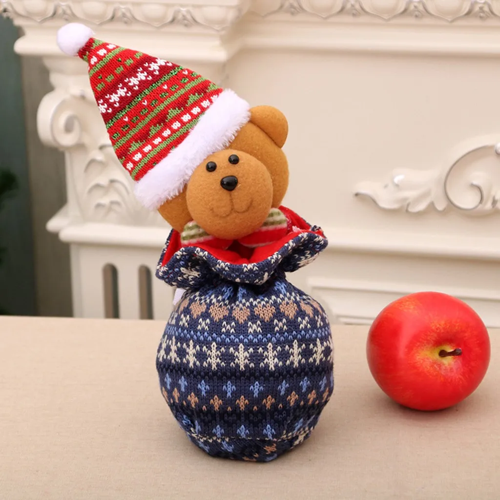 Christmas Portable Candy Bag Cartoon Deer Pattern Apple pouch Snowman Packaging Boxes Christmas Party Gift Decor navidad