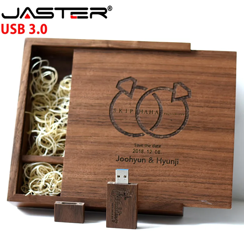 JASTER USB 3,0 бесплатный логотип клен фотоальбом usb+ коробка usb флеш-накопитель Флешка 16 ГБ 32 ГБ фотография свадебный подарок 170*170*35 мм