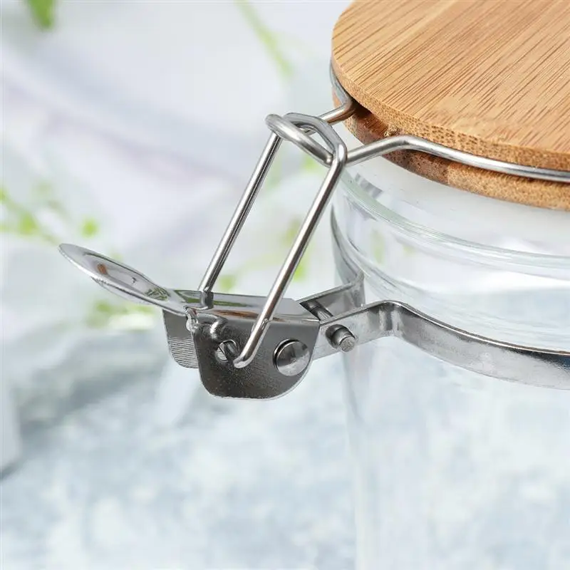 Stainless Steel Airtight Storage Jar with Clip Top Bamboo Lids Sealed Canister Food Storage Container for Loose Tea Coffee Bean