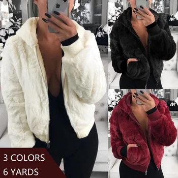 

Explosion Models 2019 Autumn and Winter New Cashmere Women's Hooded Fur Sweater Coat Women Chaqueta Mujer Black Hoodies Coat