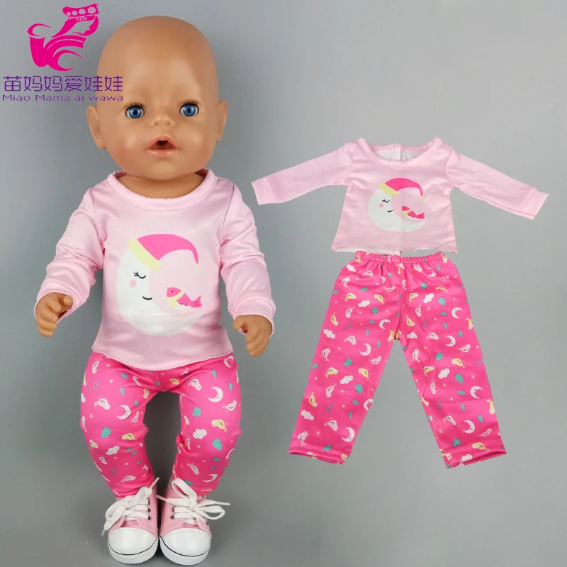 pink pajama set inch girl doll Xmas wears, 43cm doll clothes pants set - AliExpress