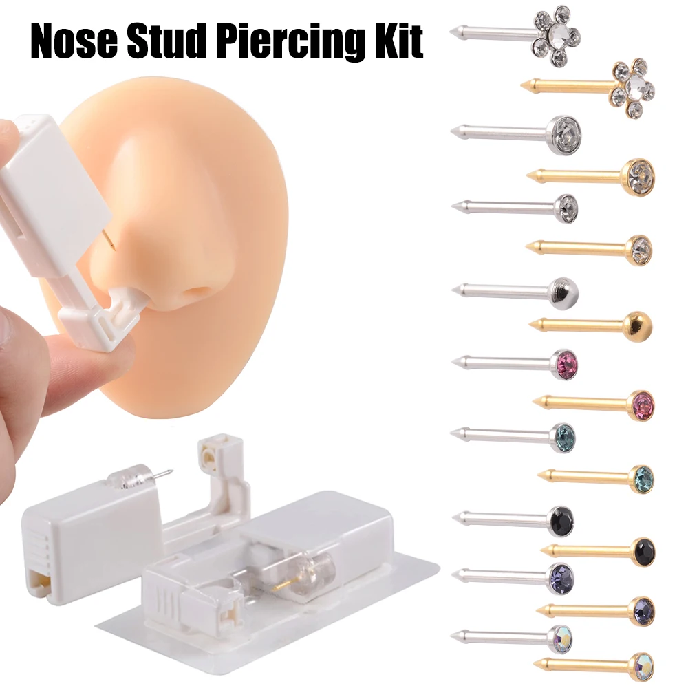 1PC Disposable Safe Sterile Piercing Unit For Nose Studs Flower Style Piercing Gun Piercer Tool Machine Body Piercing Jewelry